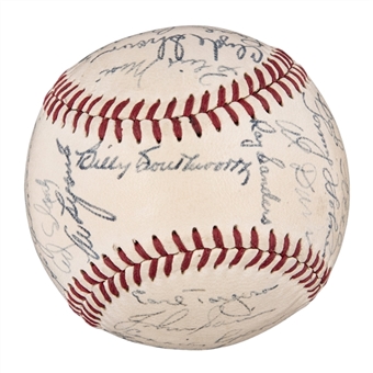 1948 Boston Braves National League Champions Team Signed Baseball HIGH GRADE With 29 Signatures Including Warren Spahn and Johnny Sain (PSA/DNA)
